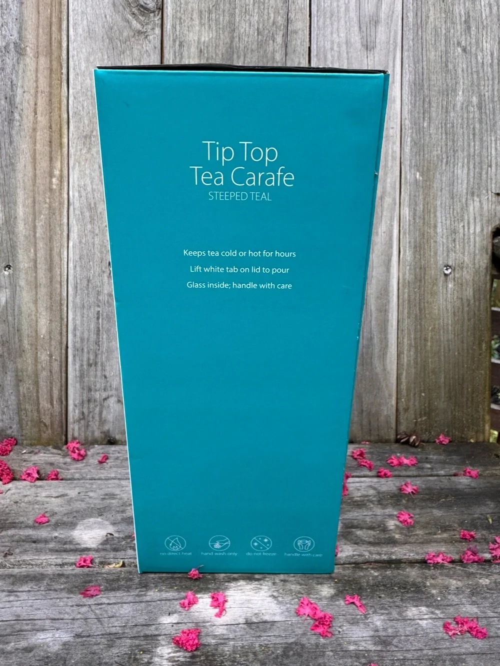NIB teal Tip Top Tea Carafe by Steeped Tea/Sipology • glass lined • RARE